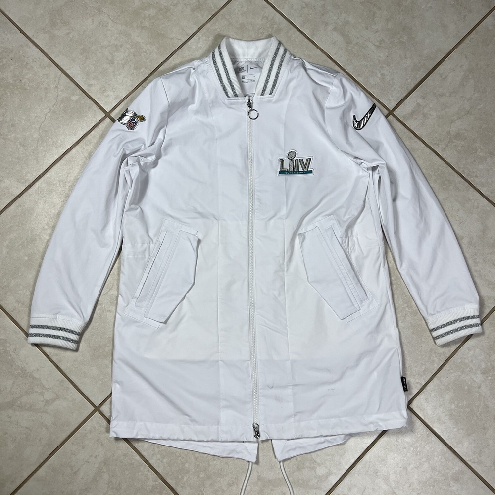 Nike NFL Super Bowl LIV 100 Men Windbreaker Jacket On-Field Apparel White Medium